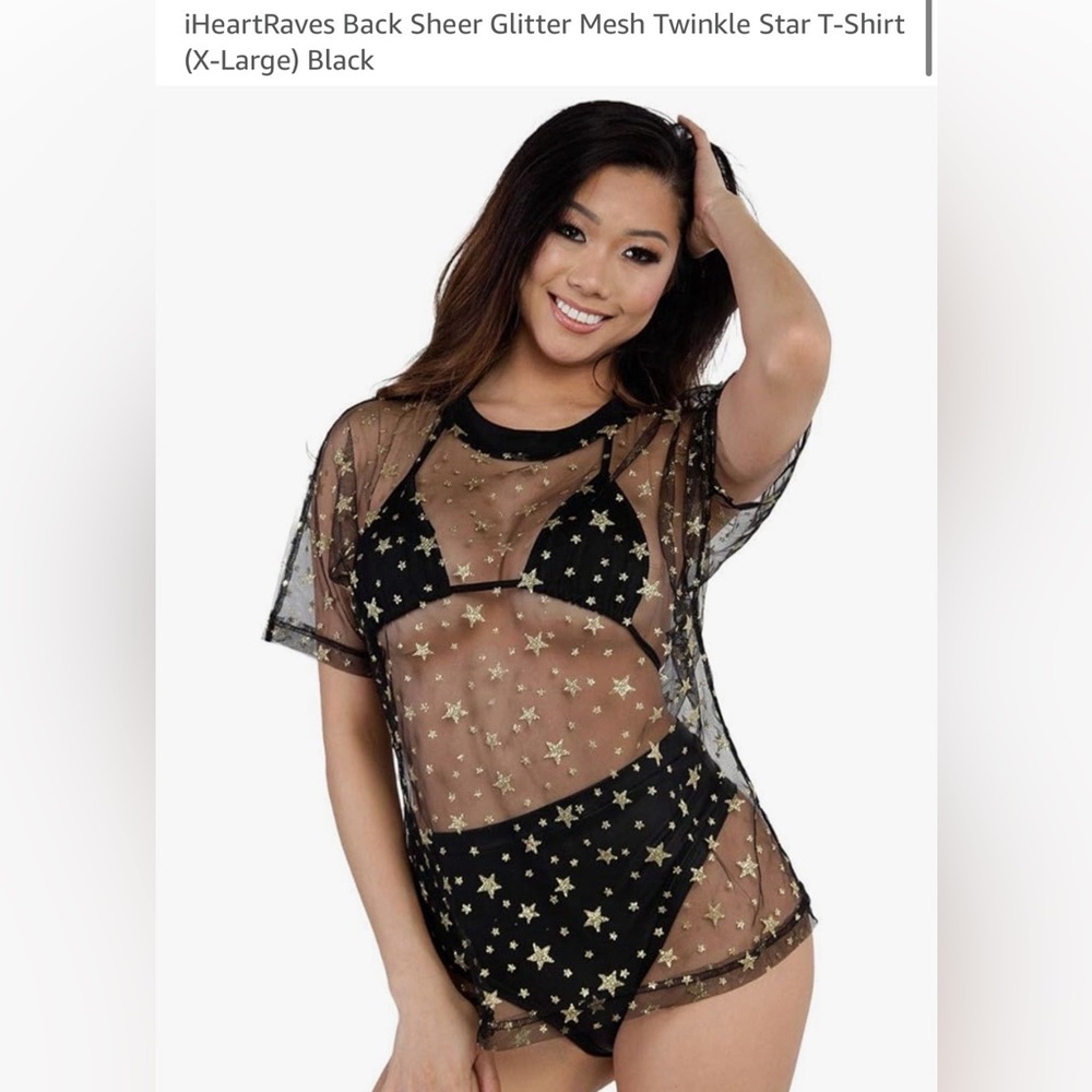 🖤✨Sheer Star Glitter shirt